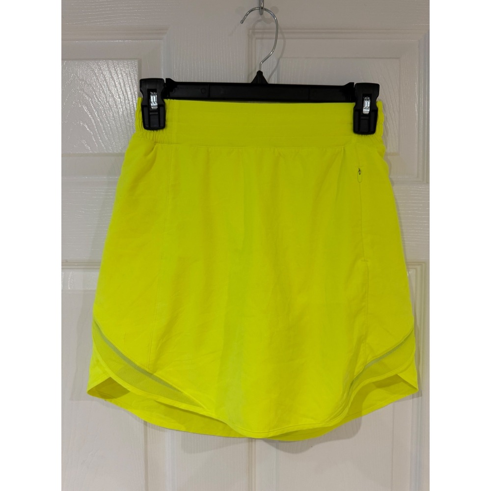 Lululemon Hotty Hot High-Rise Skirt 4 Highlight Yellow Neon Running Skort Flawed - Picture 2 of 11